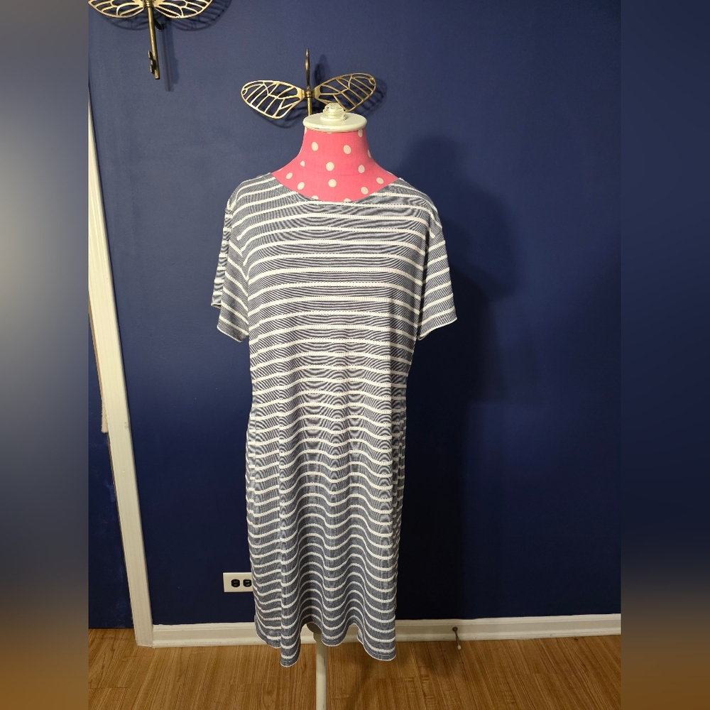 Sail to Sable Striped Nautical T-Shirt Dress | Blue Size XL Summer Lightweight